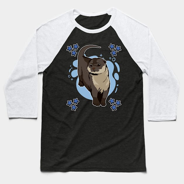 Sea Otter Blue Design Otter Baseball T-Shirt by TheTeeBee